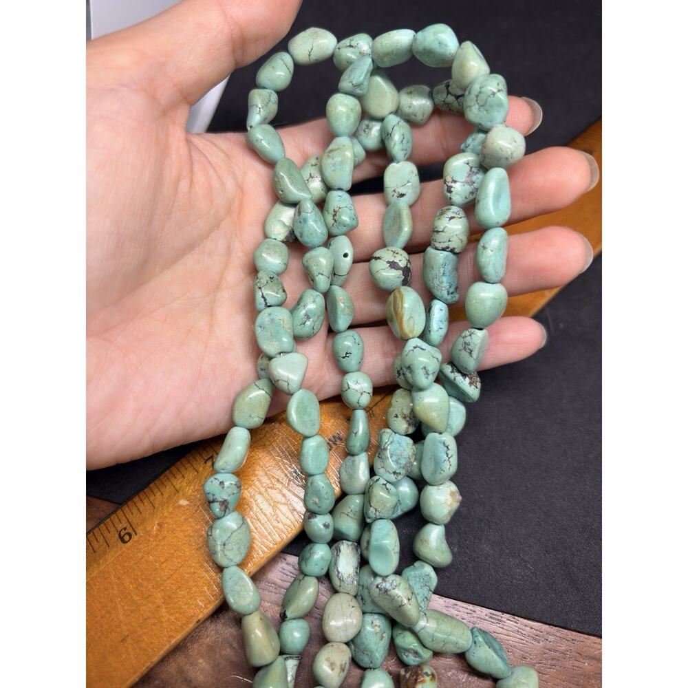 Vintage Native American Sterling Silver Polished Turquoise Multi Strand Necklace - Picture 12 of 15